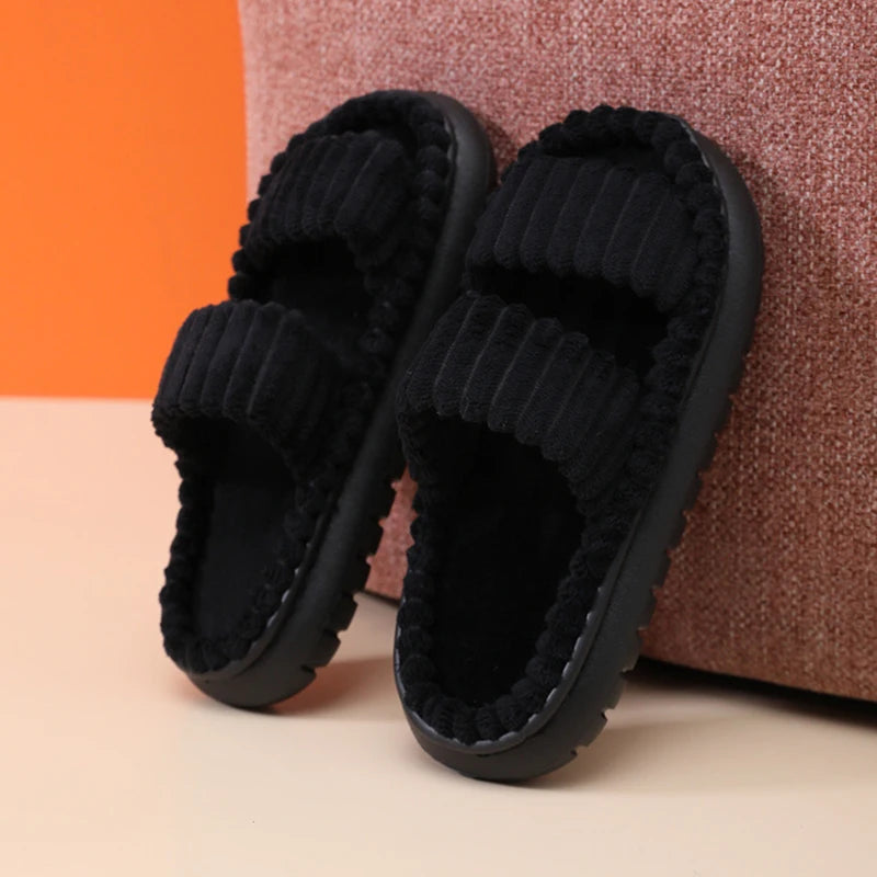 Soft Cotton Slippers for Men Women Antumn Winter Warm Flat Sandals Wedding Flip Flops Ladies House Indoor Home Non-Slip Shoes