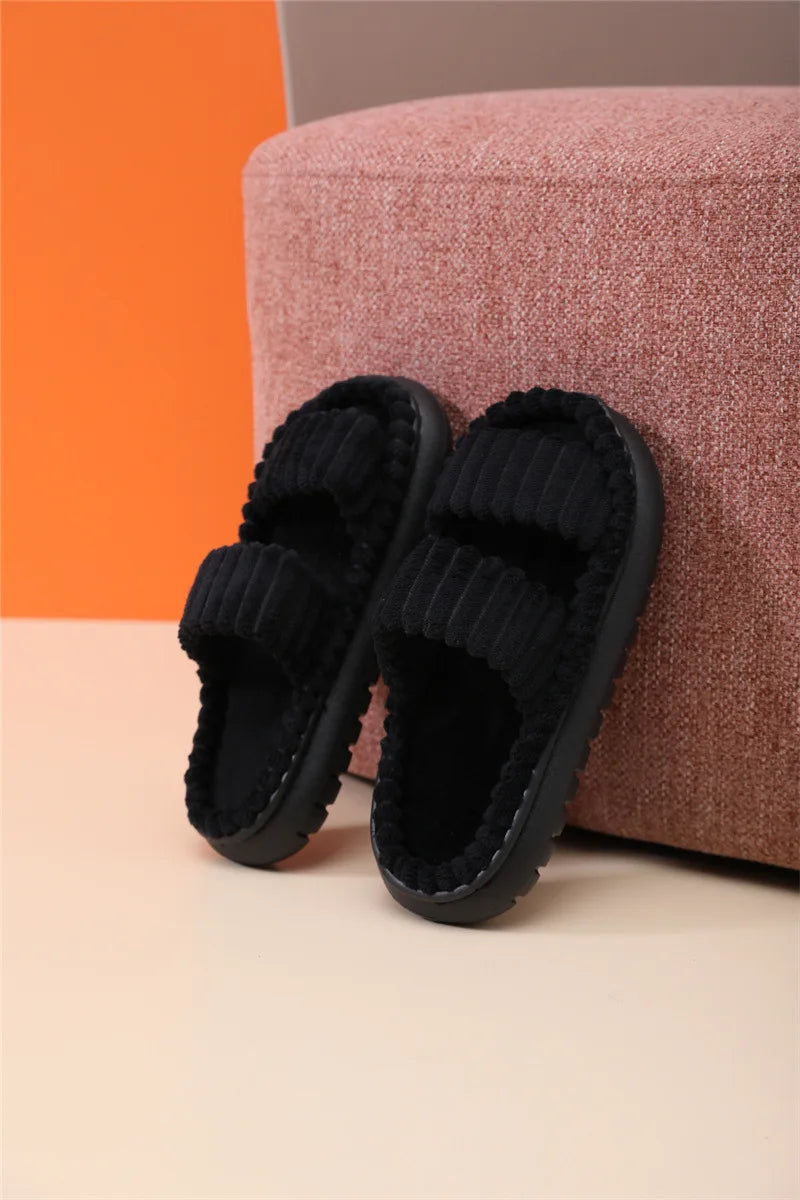 Soft Cotton Slippers for Men Women Antumn Winter Warm Flat Sandals Wedding Flip Flops Ladies House Indoor Home Non-Slip Shoes