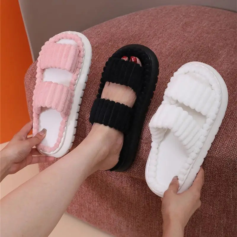 Soft Cotton Slippers for Men Women Antumn Winter Warm Flat Sandals Wedding Flip Flops Ladies House Indoor Home Non-Slip Shoes