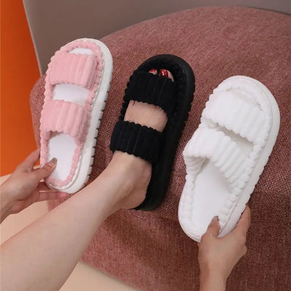 Soft Cotton Slippers for Men Women Antumn Winter Warm Flat Sandals Wedding Flip Flops Ladies House Indoor Home Non-Slip Shoes