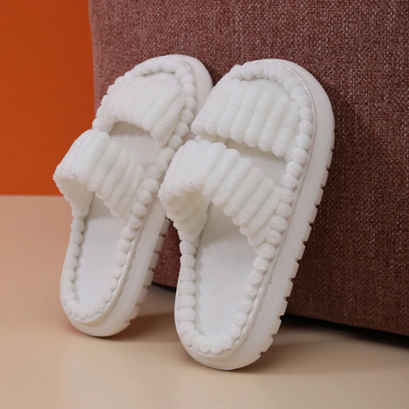 Soft Cotton Slippers for Men Women Antumn Winter Warm Flat Sandals Wedding Flip Flops Ladies House Indoor Home Non-Slip Shoes