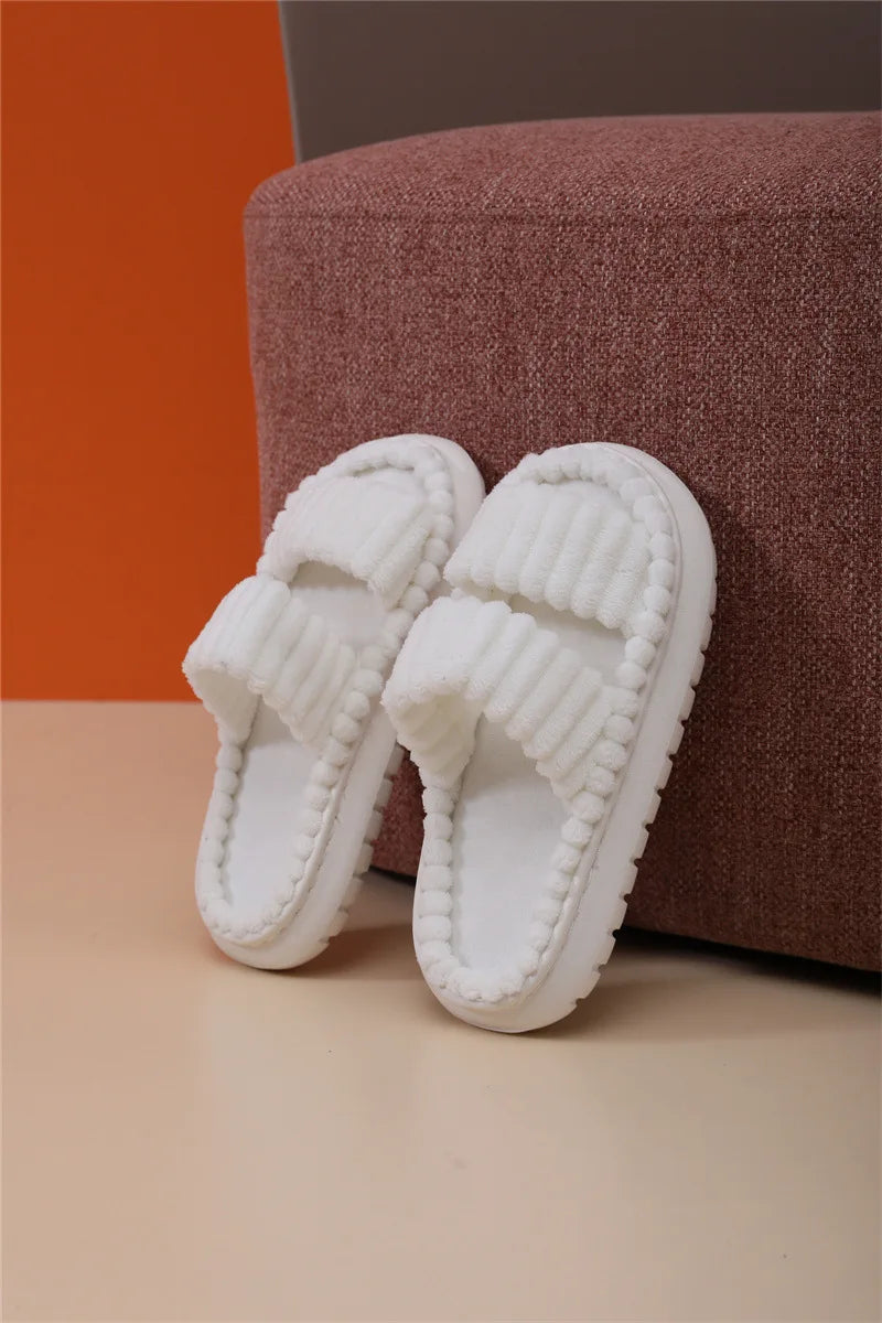 Soft Cotton Slippers for Men Women Antumn Winter Warm Flat Sandals Wedding Flip Flops Ladies House Indoor Home Non-Slip Shoes